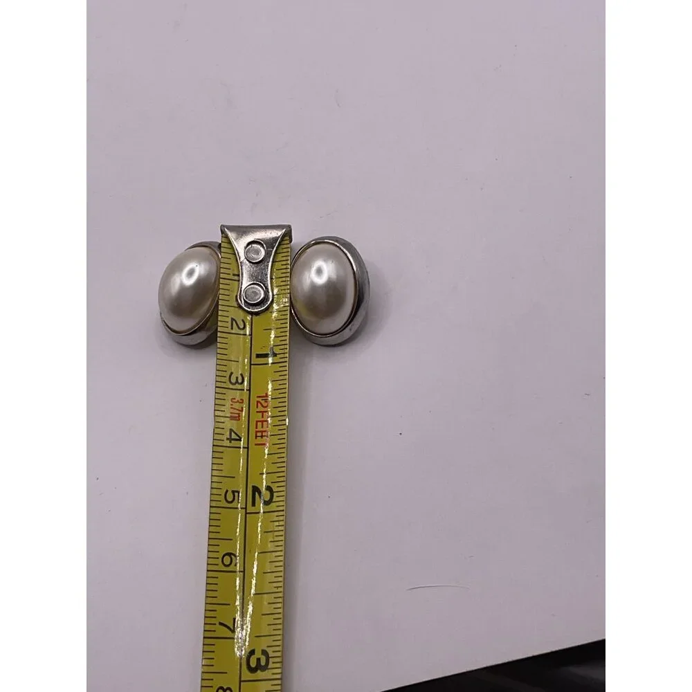 Silver Tone Faux Pearl Light Weight Clip On Earrings